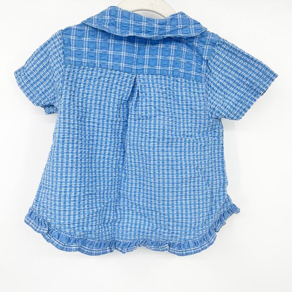 Gymboree Vintage Girls Seersucker Plaid Hawaiian Tropical Print Swing Top M - Picture 8 of 8